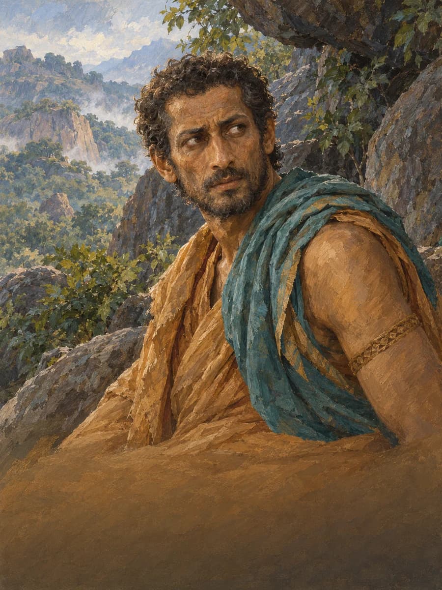 Illustrated portrait of Sugrīva, Exiled vānara king