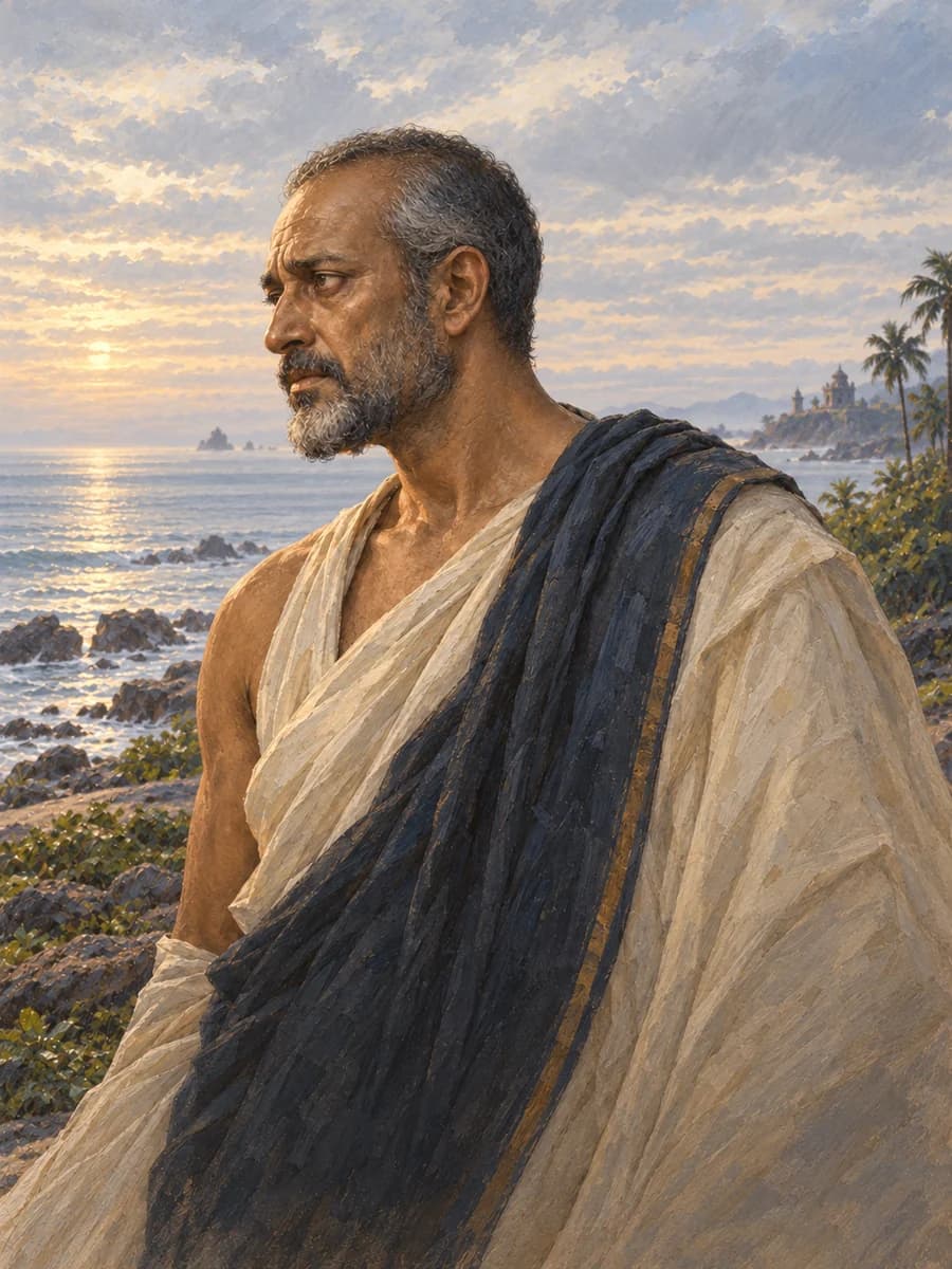 Illustrated portrait of Vibhīṣaṇa, Brother of Rāvaṇa who chose dharma