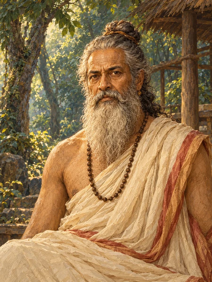 Illustrated portrait of Agastya, The great sage of the south