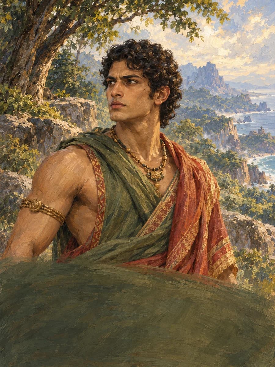 Illustrated portrait of Aṅgada, Son of Vāli, crown prince