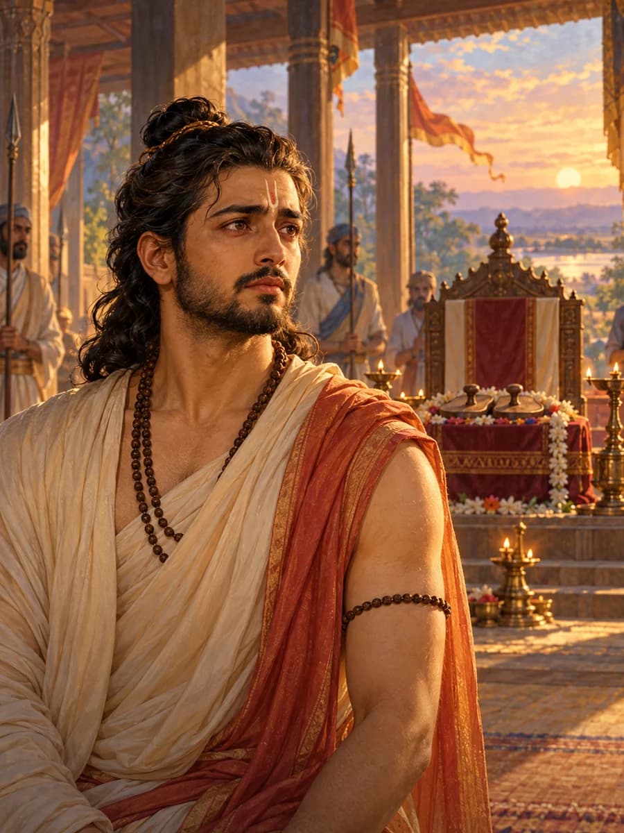 Illustrated portrait of Bharata, Son of Kaikeyī, the brother who refused a throne