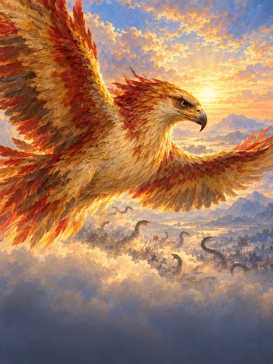 Illustrated portrait of Garuḍa, King of birds