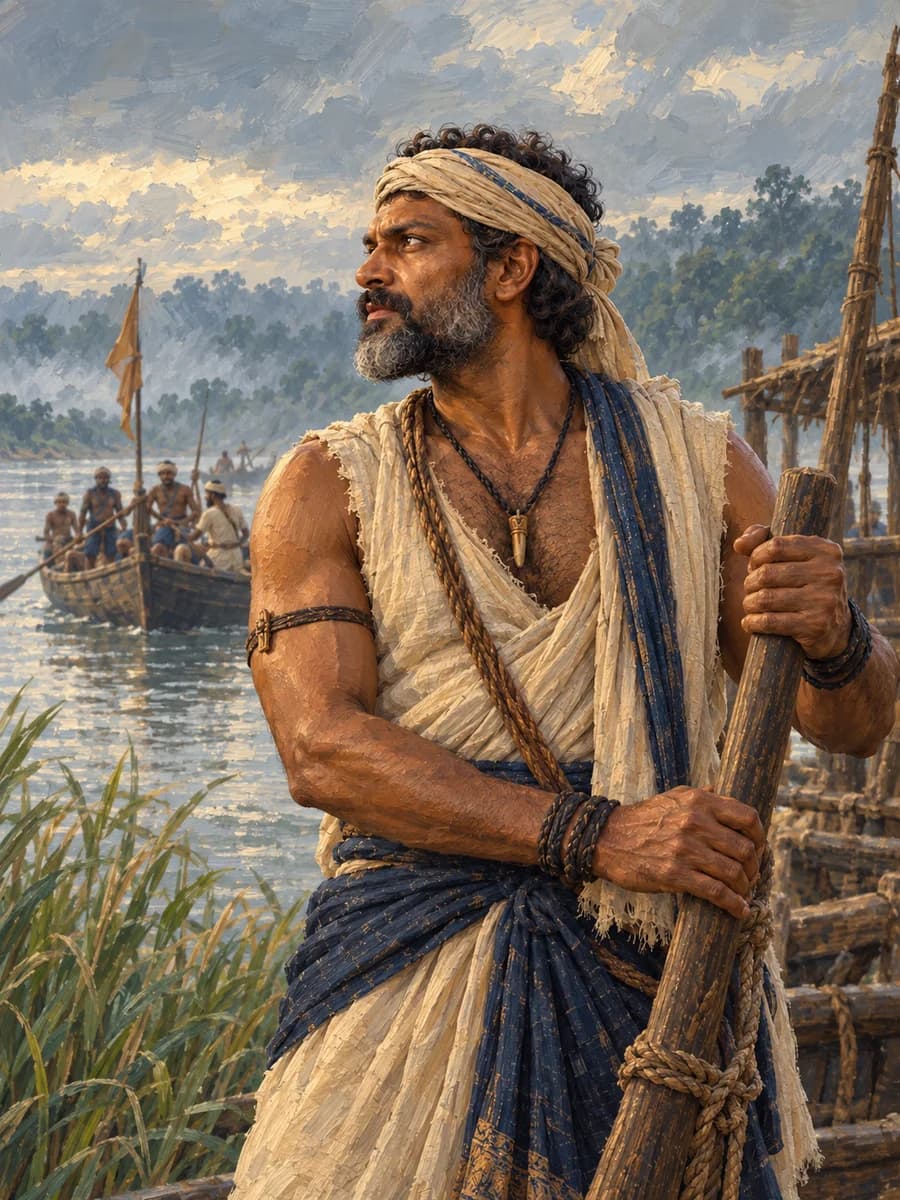 Illustrated portrait of Guha, King of the Niṣādas, friend of Rāma