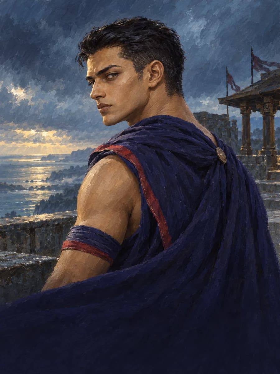 Illustrated portrait of Indrajit, Son of Rāvaṇa, conqueror of Indra