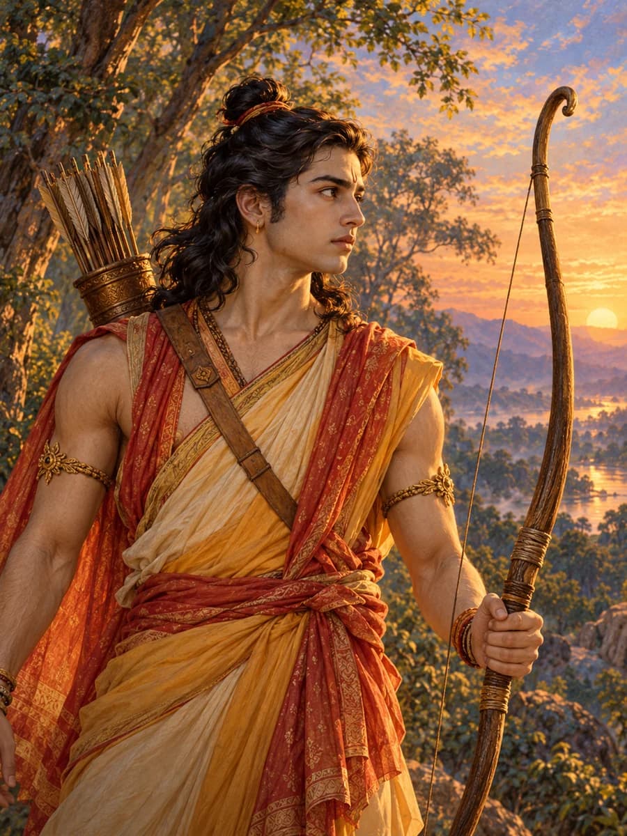 Illustrated portrait of Lakṣmaṇa, Son of Sumitrā, Rāma's shadow