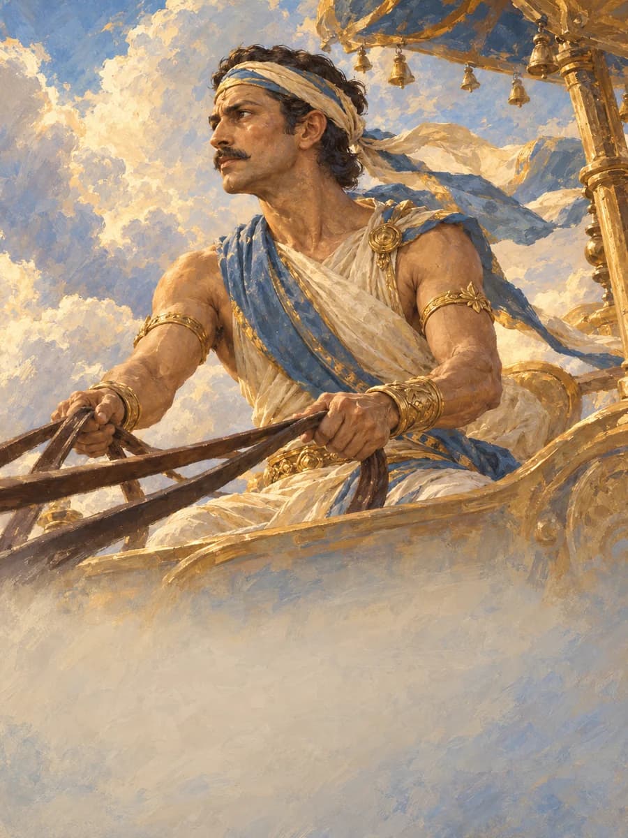 Illustrated portrait of Mātali, Charioteer of Indra