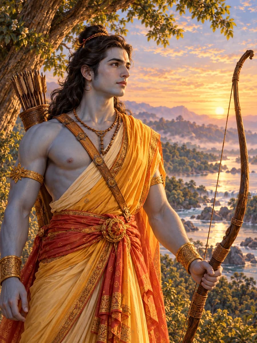 Illustrated portrait of Rāma, Eldest son of Daśaratha and Kausalyā