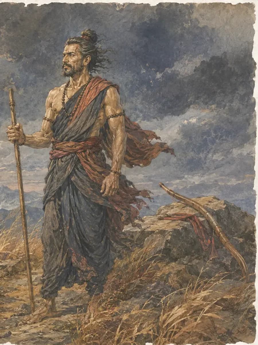 Illustrated portrait of Viśvāmitra, King who became a brahmarṣi