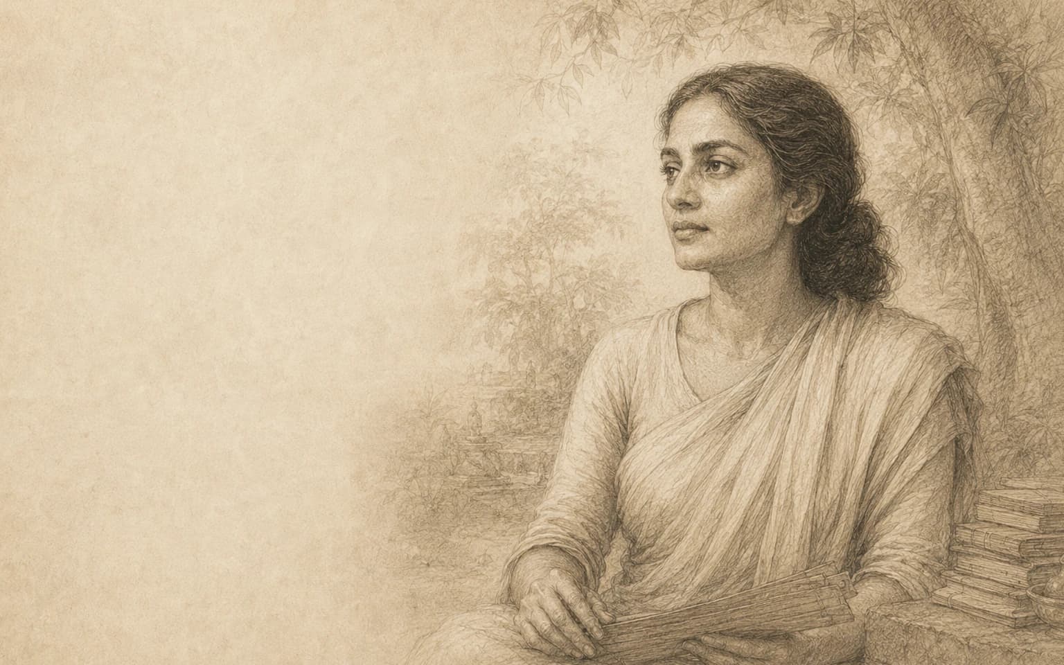 Vedika-created sepia illustration of Gargi