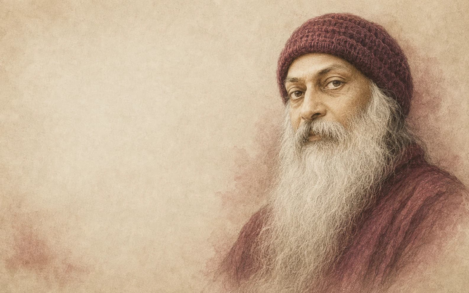 Vedika-created sepia illustration of Osho